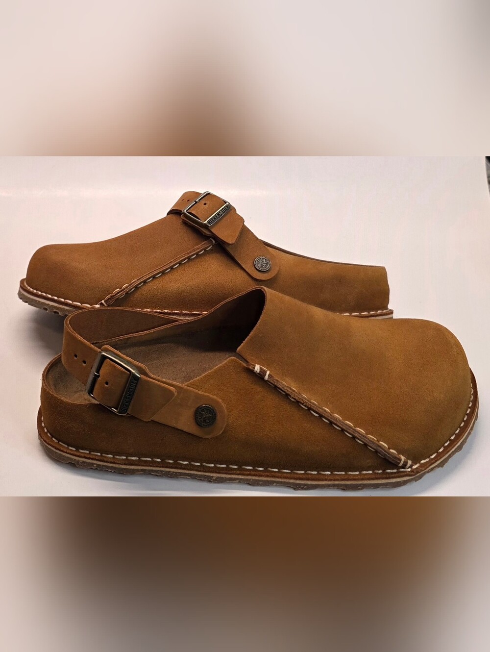 Men's Birkenstock Lutry Premium Suede Leather Clog Shoes Brown Men's Sz 43 Sz 10